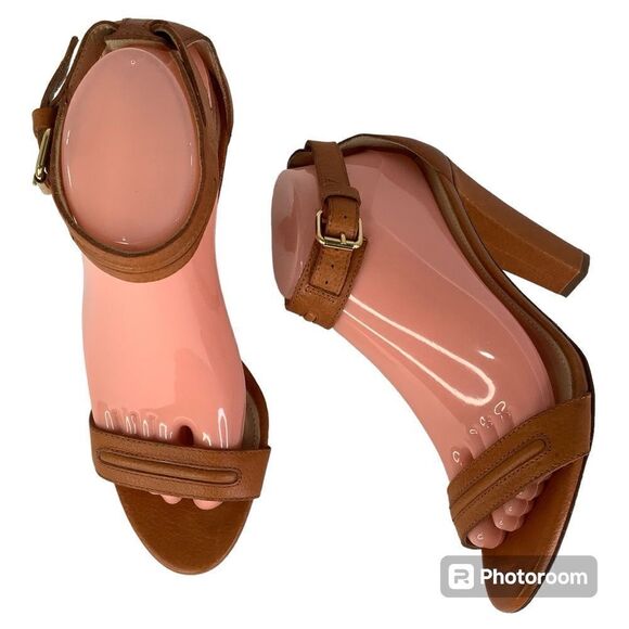 J.Crew Amalia High Heel Strap Light Brown Leather Sandal Sz 8 - Picture 1 of 12